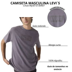 Camiseta Masculina Levi's Vintage Fit Manga Curta Cinza Com Logo Preto Ref:873730407