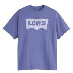 Camiseta Masculina Levis Azul Lilás Manga Curta Com Logo Branco REF: 873730211