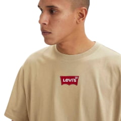 Camiseta Masculina Levi's Bege Manga Curta Vintage Com Logo Em Vermelho REF: 873730181