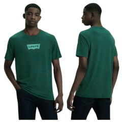 Camiseta Masculina Levi's Verde Manga Curta Com Logo Verde Claro REF: LB001-0513