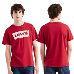 Camiseta Masculina Levi's Vermelha Manga Curta Com Logo Branco Ref:LB 0010548