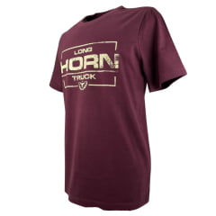Camiseta Masculina Loghorn Truck Bordô Com Logo Grande Ref:0314
