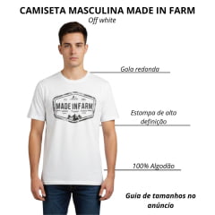 Camiseta Masculina Made In Farm Manga Curta Off White Estampada Logo Preto
