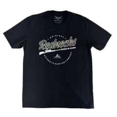 Camiseta Masculina Made In Farm Manga Curta Preto Estampada Original Redenekes E Rifle Em Verde E Branco