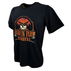 Camiseta Masculina Made In Farm Preta Manga Curta Red Necks Com Estampa Em Laranja