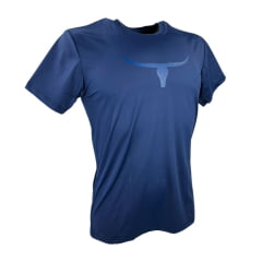 Camiseta Masculina Os Moiadeiros Azul Marinho Manga Curta Com Proteção UV E Logo Azul Ref:UVMC03