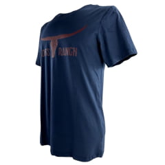 Camiseta Masculina Os Moiadeiros Azul Marinho Manga Curta Longhorn Mors Ranch Ref: MC750