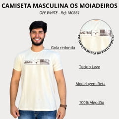 Camiseta Masculina Os Moiadeiros Manga Curta Pique Off Mors Estampada Longhorn EUA Marrom Ref: MC661