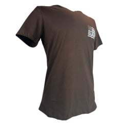 Camiseta Masculina Os Moiadeiros Manga Curta Marrom Estampado USA Brand Ref:MC793