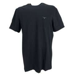 Camiseta Masculina Os Moiadeiros Manga Curta Preto Barcelona Com Logo Cinza Ref:MC832