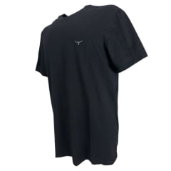 Camiseta Masculina Os Moiadeiros Manga Curta Preto Barcelona Com Logo Cinza Ref:MC832