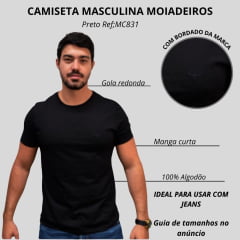 Camiseta Masculina Os Moiadeiros Manga Curta Preto Barcelona Com Logo Preto Ref:MC831