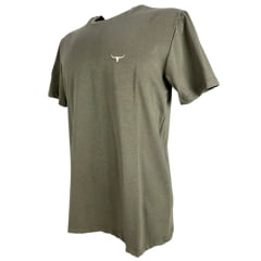 Camiseta Masculina Os Moiadeiros Manga Curta Verde Com Logo Off White Ref:MC826
