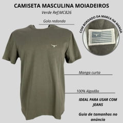Camiseta Masculina Os Moiadeiros Manga Curta Verde Com Logo Off White Ref:MC826