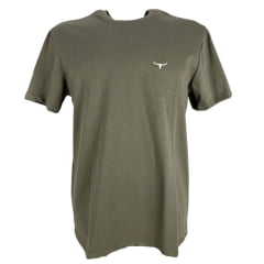 Camiseta Masculina Os Moiadeiros Manga Curta Verde Com Logo Off White Ref:MC826