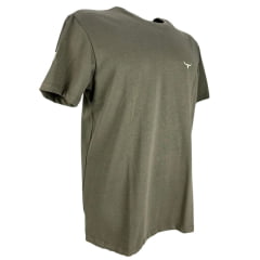 Camiseta Masculina Os Moiadeiros Manga Curta Verde Com Logo Off White Ref:MC826
