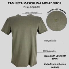 Camiseta Masculina Os Moiadeiros Manga Curta Verde Com Logo Oliva Ref:MC825
