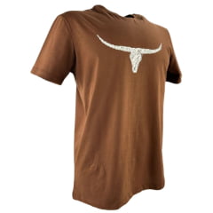 Camiseta Masculina Os Moiadeiros Marrom Manga Curta Com Logo Estampada Ref: MC771