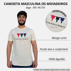 Camiseta Masculina Os Moiadeiros Off White Manga Curta Com Escrita In Your Best Moments REF: MC705