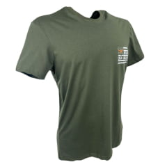 Camiseta Masculina Os Moiadeiros Verde Militar Manga Curta Com Logo EUA Branco REF: MC724