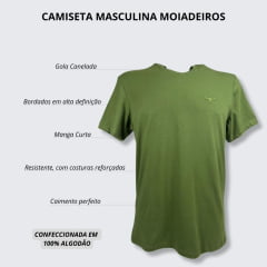 Camiseta Masculina Os Moiadeiros Verde Musgo Manga Curta Com Longhorn Verde Ref.MC643