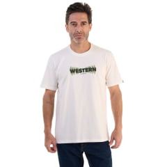 Camiseta Masculina Ox Horns Creme Com Logo Verde Ref:1852