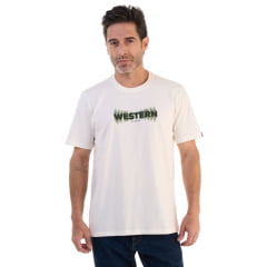 Camiseta Masculina Ox Horns Creme Com Logo Verde Ref:1852