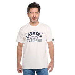 Camiseta Masculina Ox Horns Creme Manga Curta Com Logo Bordada Em Preto REF: 1800