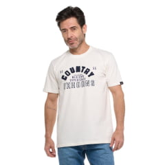 Camiseta Masculina Ox Horns Creme Manga Curta Com Logo Bordada Em Preto REF: 1800