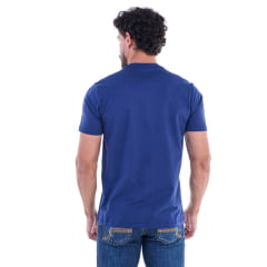 Camiseta Masculina Ox Horns Manga Curta Azul Marinho Logo Azul E Vermelho Ref:1876