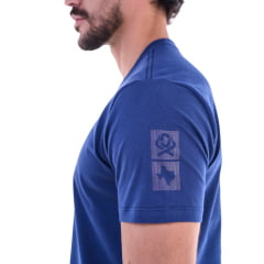 Camiseta Masculina Ox Horns Manga Curta Azul Marinho Logo Azul E Vermelho Ref:1876