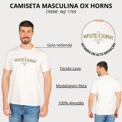 Camiseta Masculina Ox Horns Manga Curta Creme Ref. 1769