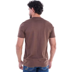 Camiseta Masculina Ox Horns Manga Curta Marrom Com Aplicação Ampérica em Marrom Ref: 1871