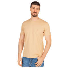 Camiseta Masculina Ox Horns Manga Curta Nude Com Logo Bordada Ref:8045