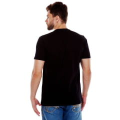 Camiseta Masculina Ox Horns Manga Curta Preta Básica Com Logo Bordado Preto Ref 8001