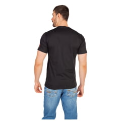 Camiseta Masculina Ox Horns Manga Curta Preta Com Logo Em Silk Ref:1755