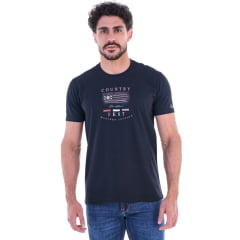 Camiseta Masculina Ox Horns Manga Curta Preto Estampada Country Best Ref 1862