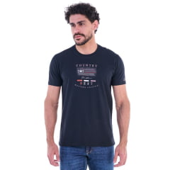 Camiseta Masculina Ox Horns Manga Curta Preto Estampada Country Best Ref 1862