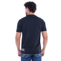 Camiseta Masculina Ox Horns Manga Curta Preto Estampada Logo Bege Ref:1860