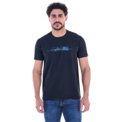 Camiseta Masculina Ox Horns Manga Curta Preto Estampada Logo Em Azul Ref:1859 Camiseta Masculina Ox Horns Manga Curta Preto Estampada Logo Em Azul Ref:1859