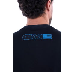 Camiseta Masculina Ox Horns Manga Curta Preto Estampada Logo Em Azul Ref:1859
