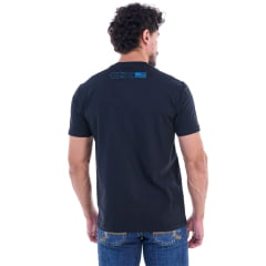 Camiseta Masculina Ox Horns Manga Curta Preto Estampada Logo Em Azul Ref:1859