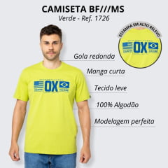 Camiseta Masculina Ox Horns Manga Curta Verde Limão Estampada Ref. 1741