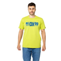 Camiseta Masculina Ox Horns Manga Curta Verde Limão Estampada Ref. 1741