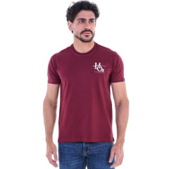 Camiseta Masculina Ox Horns Manga Curta Vinho Estampada Logo Branco Ref 1873