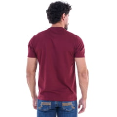 Camiseta Masculina Ox Horns Manga Curta Vinho Estampada Logo Branco Ref 1873