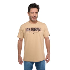 Camiseta Masculina Ox Horns Nude Manga Curta Com Logo Em Preto  REF: 1794