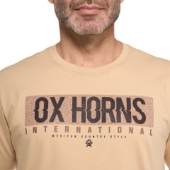 Camiseta Masculina Ox Horns Nude Manga Curta Com Logo Em Preto  REF: 1794