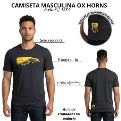 Camiseta Masculina Ox Horns Preta Com Estampa Amarela Ref:1884