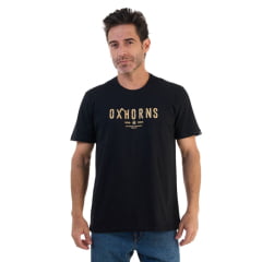 Camiseta Masculina Ox Horns Preta Com Logo Caramelo Ref:1833